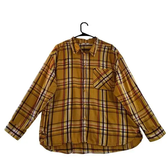 Time and Tru Yellow Plaid Flannel Size 3XL - Picture 1 of 5